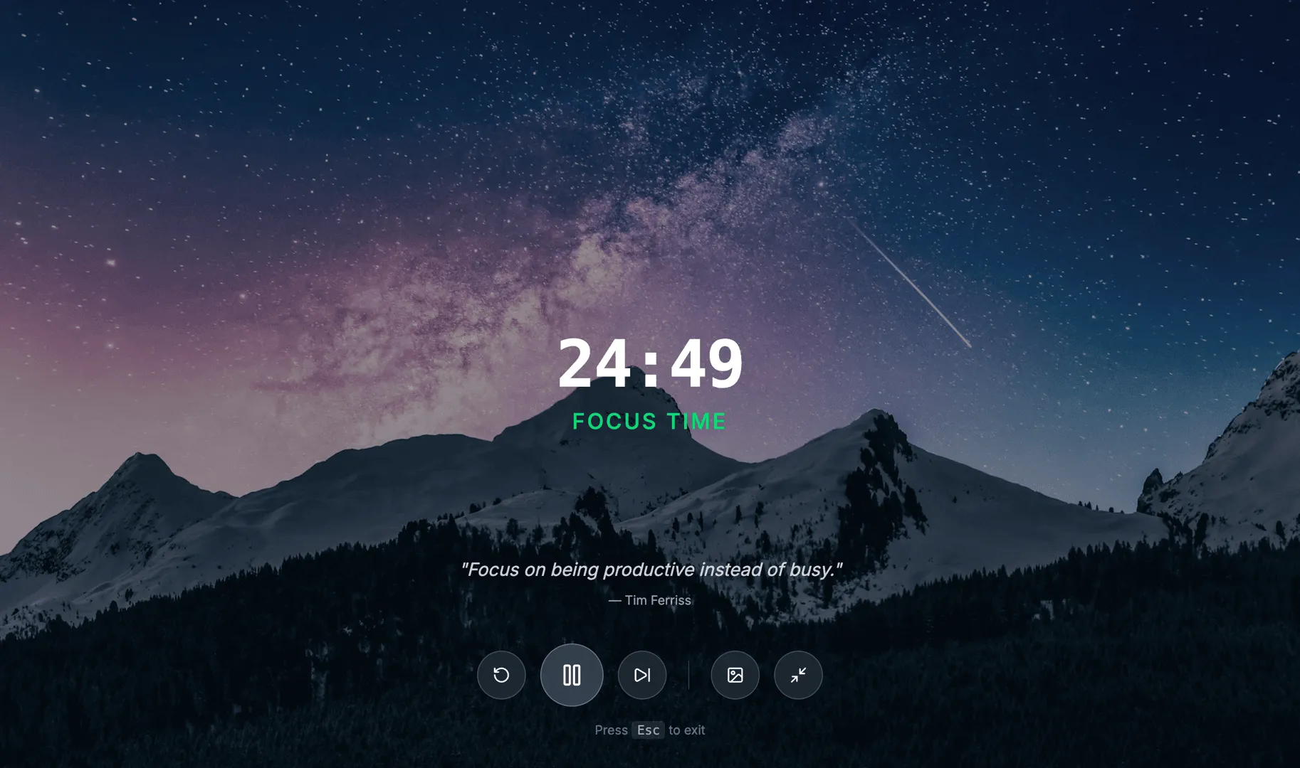 Cuewise Focus Mode — one goal, a calm timer, and a daily photo