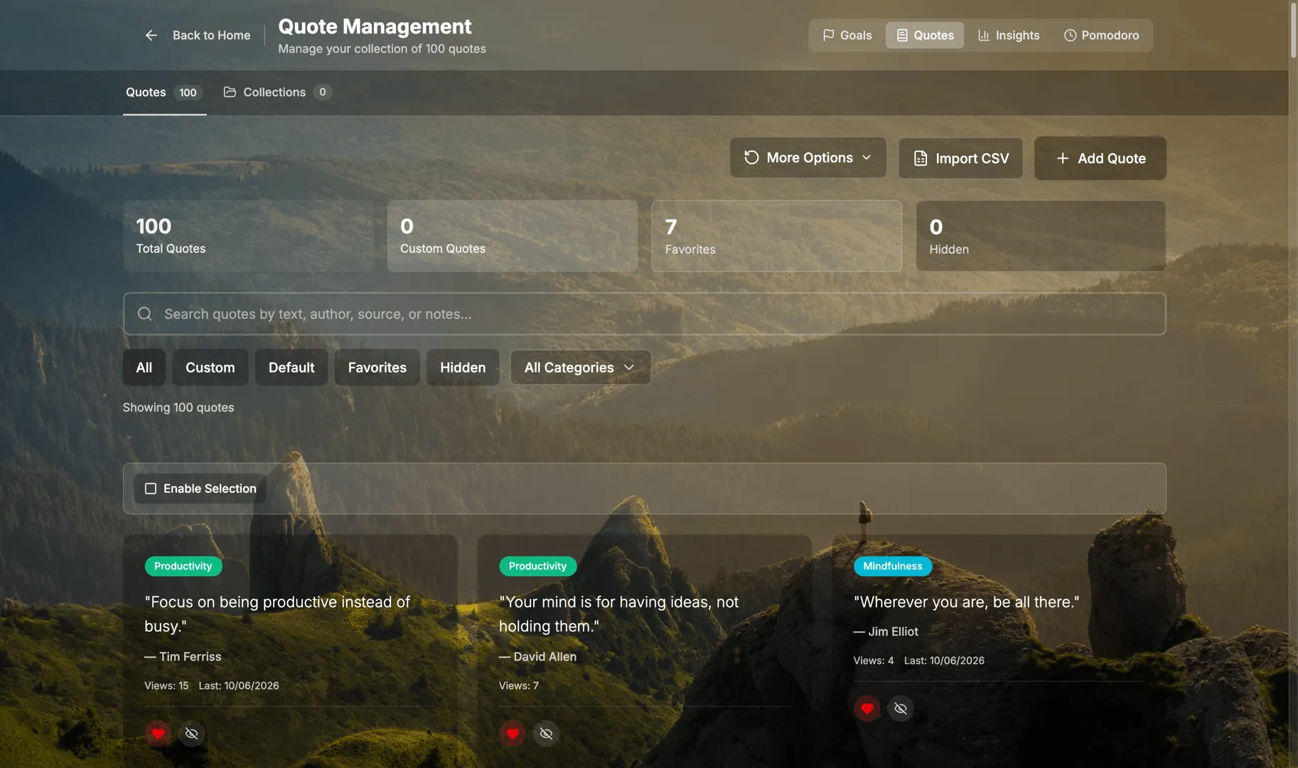 Cuewise quote management library in Glass mode