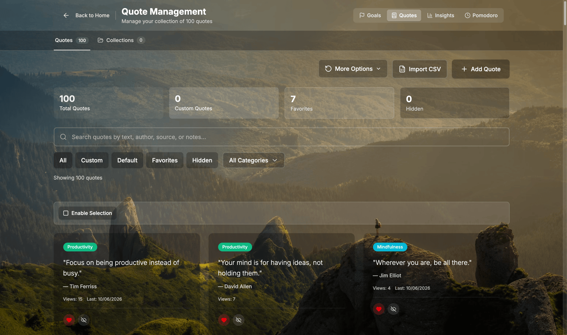 Cuewise quote management library in Glass mode